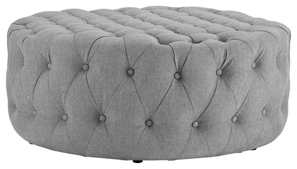 Mara Light Gray Upholstered Fabric Ottoman   Modern   Footstools And Ottomans   by Rustic Home Furniture Deco  Houzz