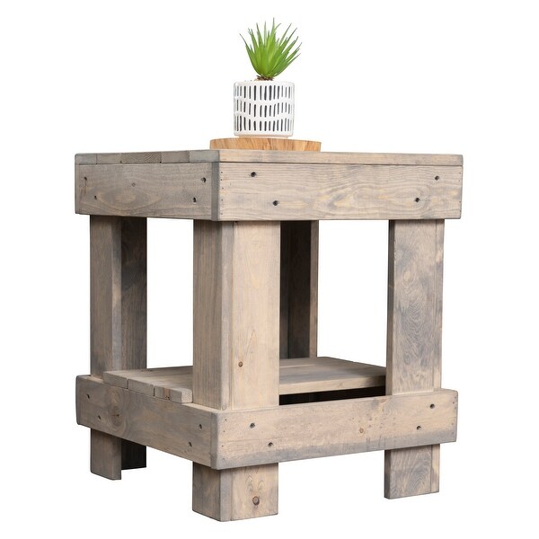 Pine Solid Wood Farmhouse End Table