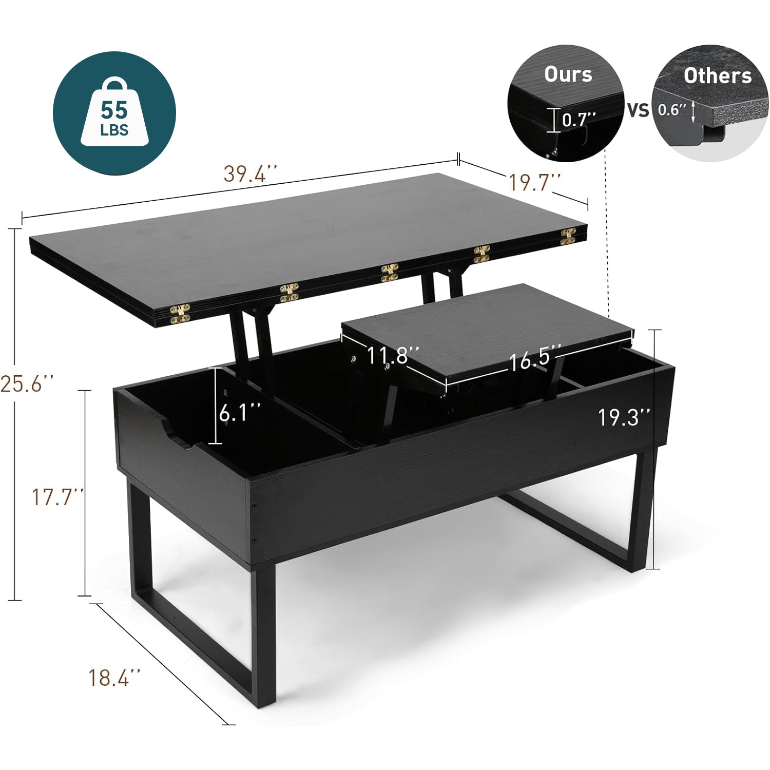 Lift Top Coffee Table Modern Lift Dining Table 3 in 1 with Storage