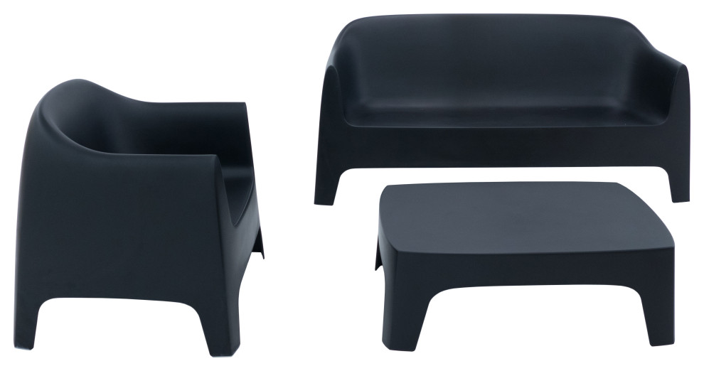 Solid Lounge Chair  Basic/Injection  Black   Contemporary   Outdoor Lounge Chairs   by Vondom  Houzz