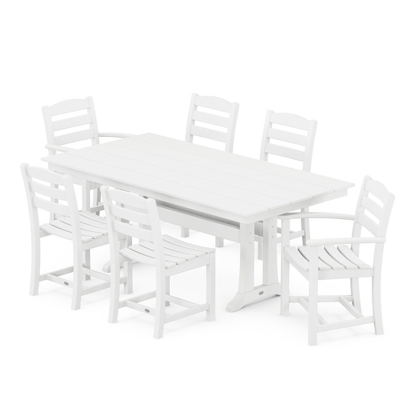 POLYWOOD La Casa Café 7Piece Farmhouse Trestle Dining Set