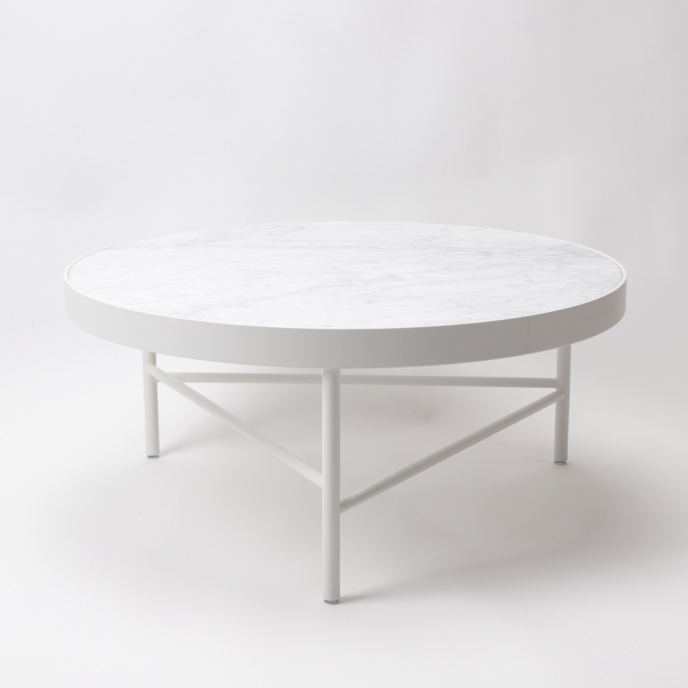 Blake Coffee Table  Carrara White Marble Top   Contemporary   Coffee Tables   by G*FURN  Houzz