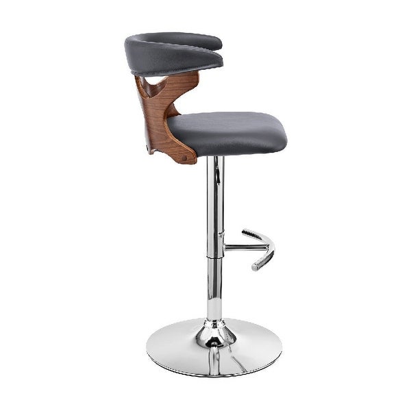 Adjustable Barstool with Curved Cut Out Wooden Back - 20 L X 20 W X 43 H Inches