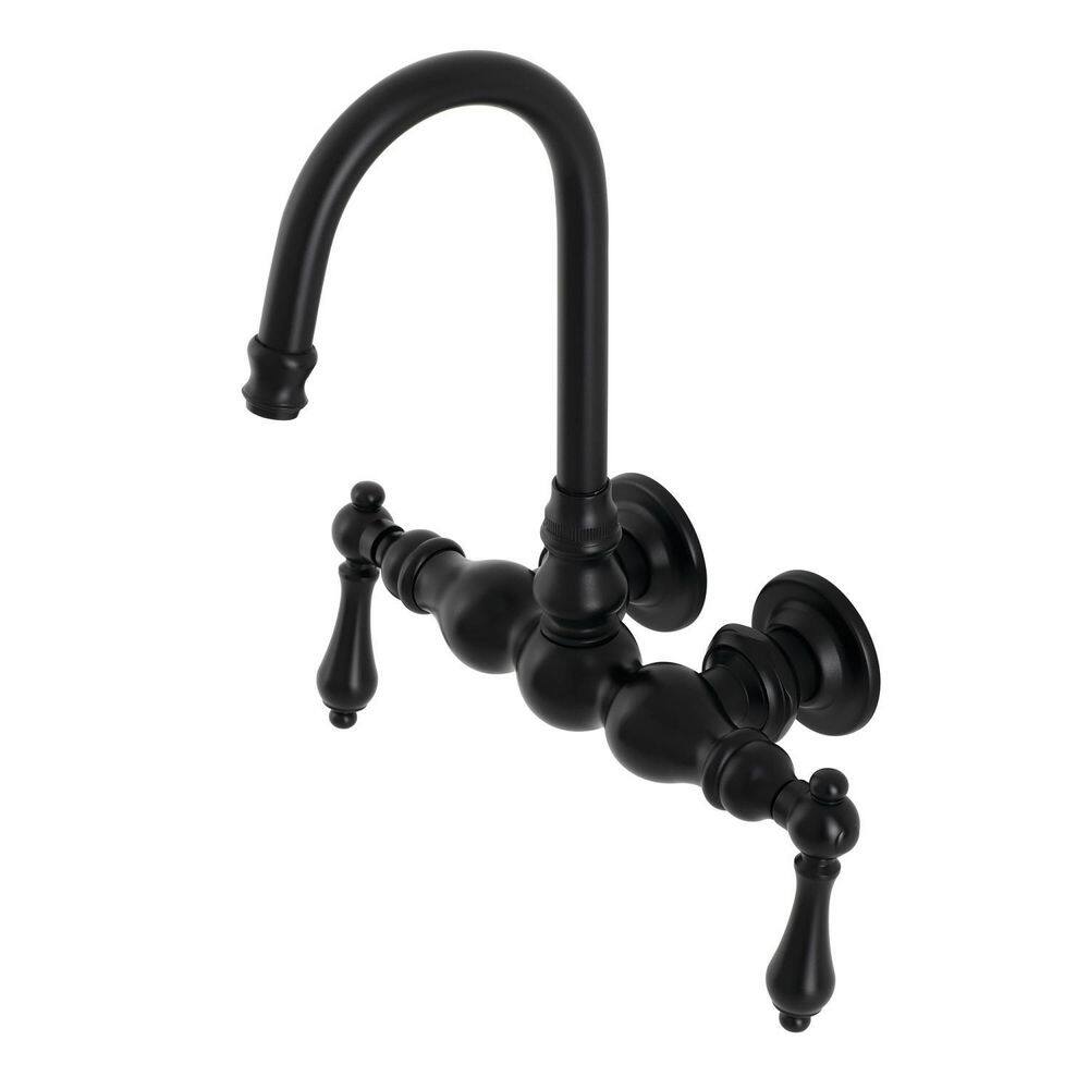 Kingston Brass Aqua Vintage 2-Handle Wall-Mount Claw Foot Tub Faucet in Matte Black HAE1T0