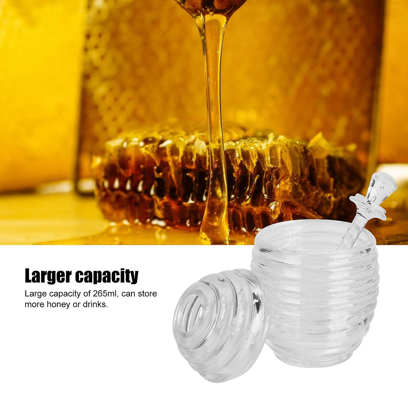 Honeycomb Honey Jar， 265ml Large Capacity Transparent Beehive Shape Honey Jar With Lid And Honey Dripper For Storing And Dispensing Honey， Kitchen Dec