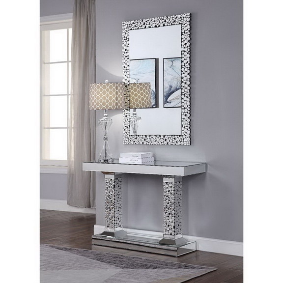 Acme 90446 Kachina Console Table  Mirrored   Faux ...