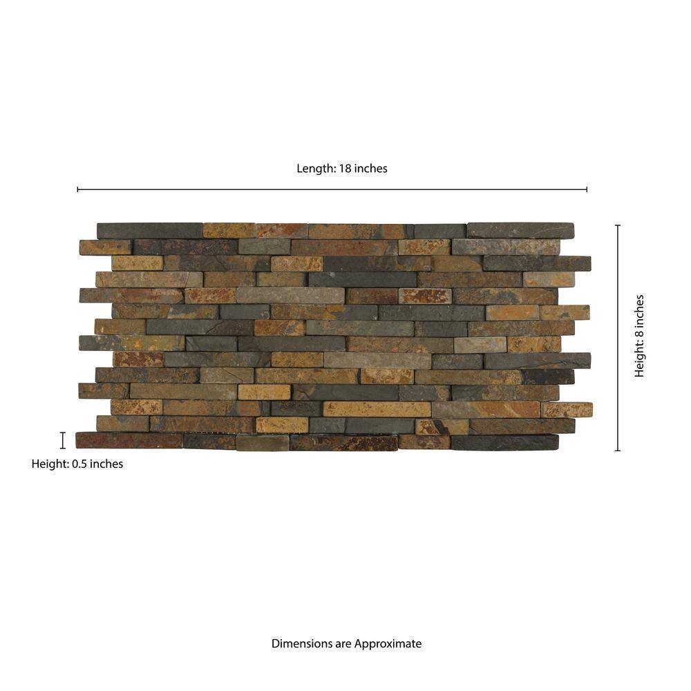 MSI Multi-Color Interlocking 8.25 in. x 19 in. Textured Slate Patterned Look Floor and Wall Tile (10 sq. ft.Case) RUSTIQUE-3DIL