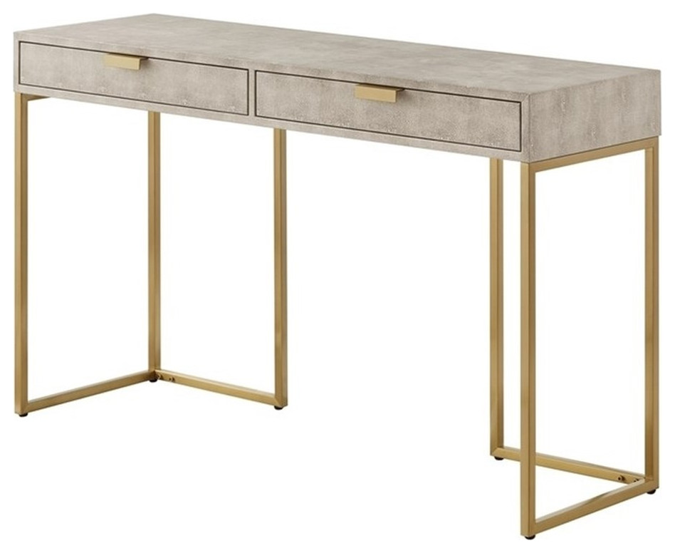 Posh Living Omer Faux Shagreen Console Table Gray/Gold   Contemporary   Console Tables   by Homesquare  Houzz