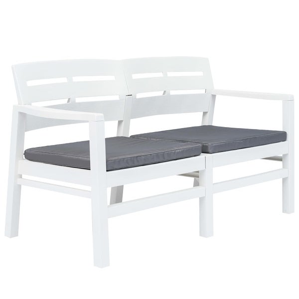 4 Piece Patio Lounge Set Plastic White - Overstock - 36226230