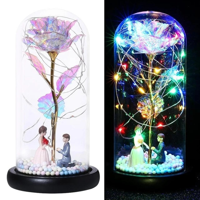 Galaxy Rose Led Fairy Lamp |  Rose Gold Flower |Galaxy Rose Glass