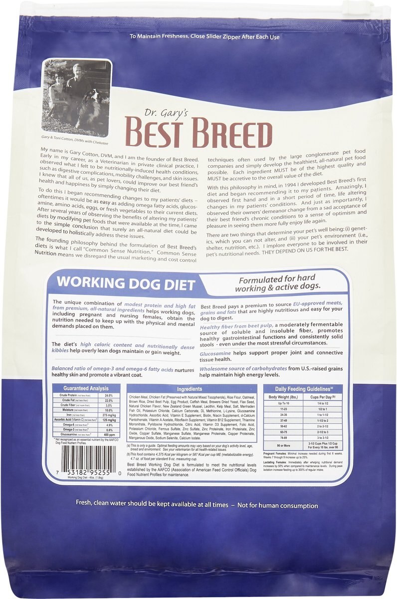 Dr. Gary's Best Breed Holistic Working Dry Dog Food