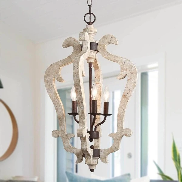 Modern Farmhouse 4-Light Wood Chandelier Rustic Coastal Kitchen Islands for Dining Room Shopping - The Best Deals on Chandeliers