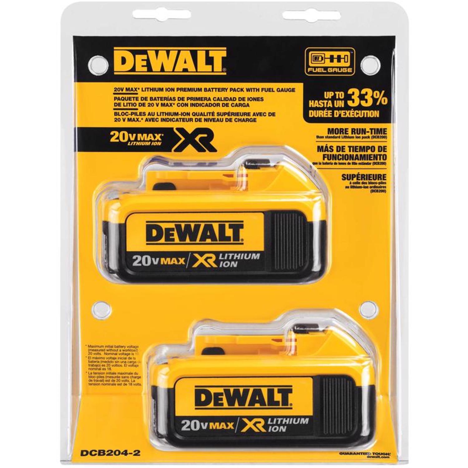 DW 20V MAX DCB204-2 4 Ah Lithium-Ion Battery Combo Pack 2 pc