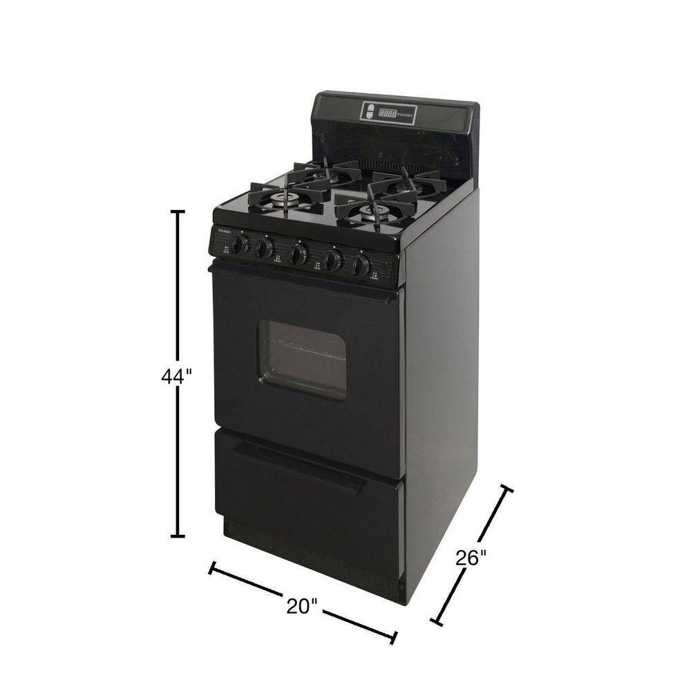 Premier 20 in. 2.42 cu. ft. Freestanding Gas Range with Sealed Burners in Black SHK220BP