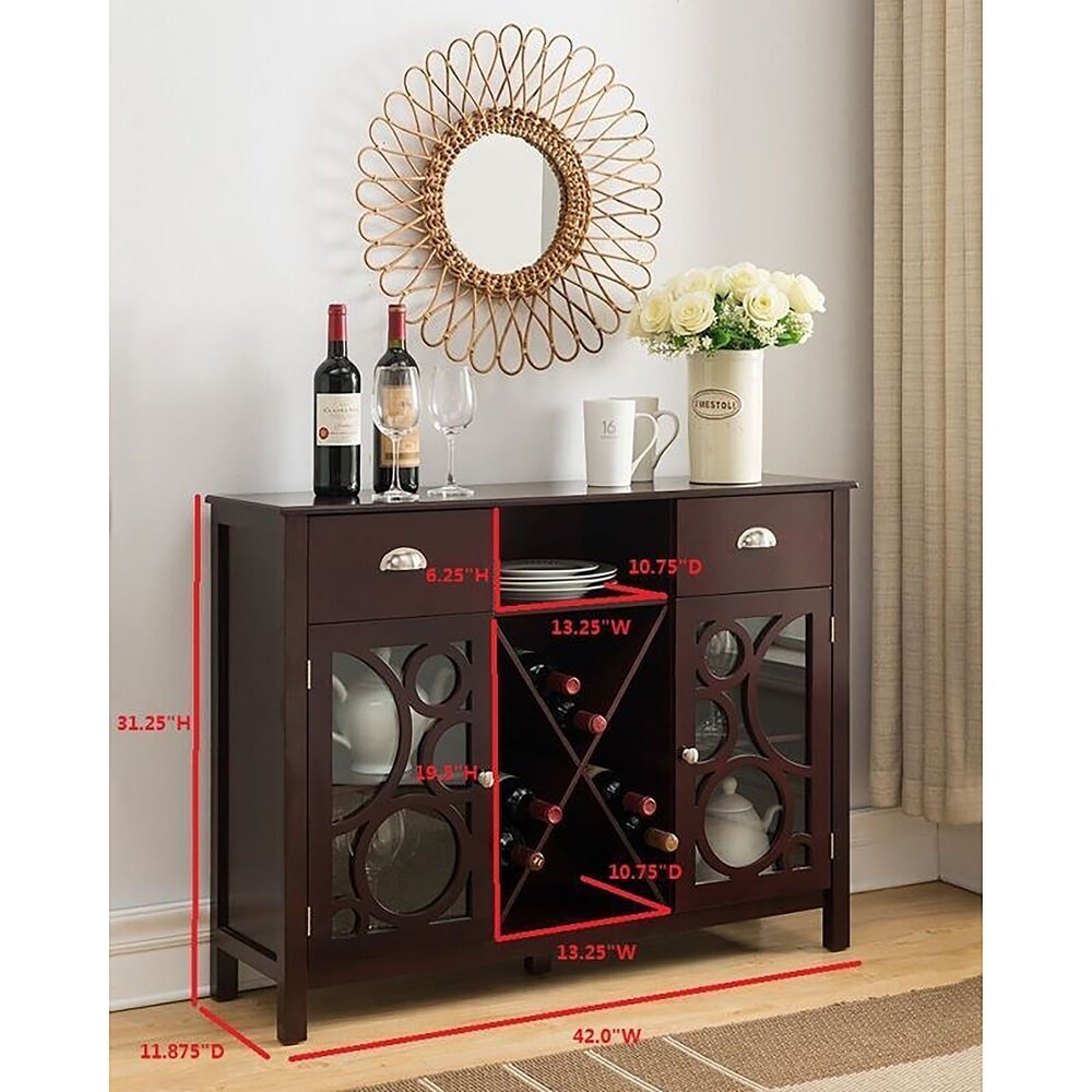 Buffet Server Storage Sideboard Wine Cabinet  Cherry