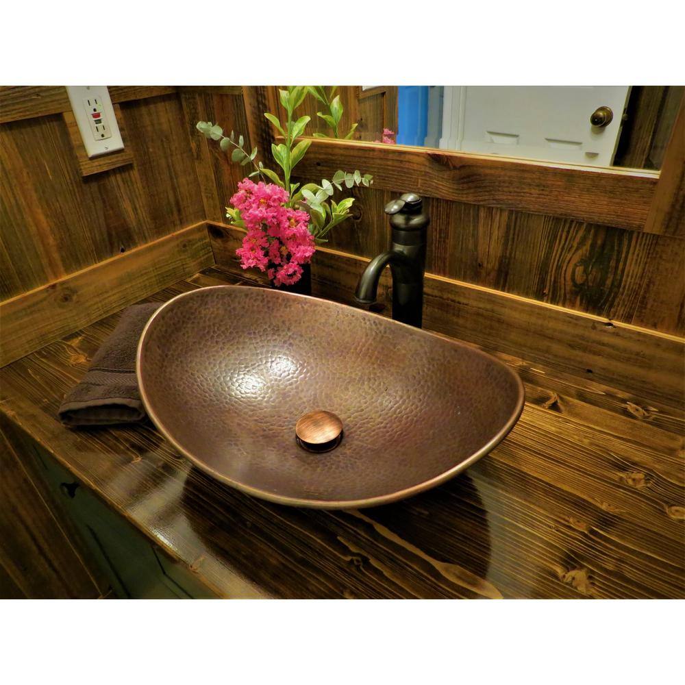 SINKOLOGY Confucius 16 Gauge 19 in. Copper Vessel Bath Sink in Antique Copper SB305-19AC