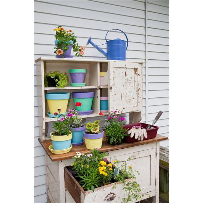 Potting Bench with Containers & Flowers Marion County Illinois USA Poster Print&#44; 24 x 36 - Large