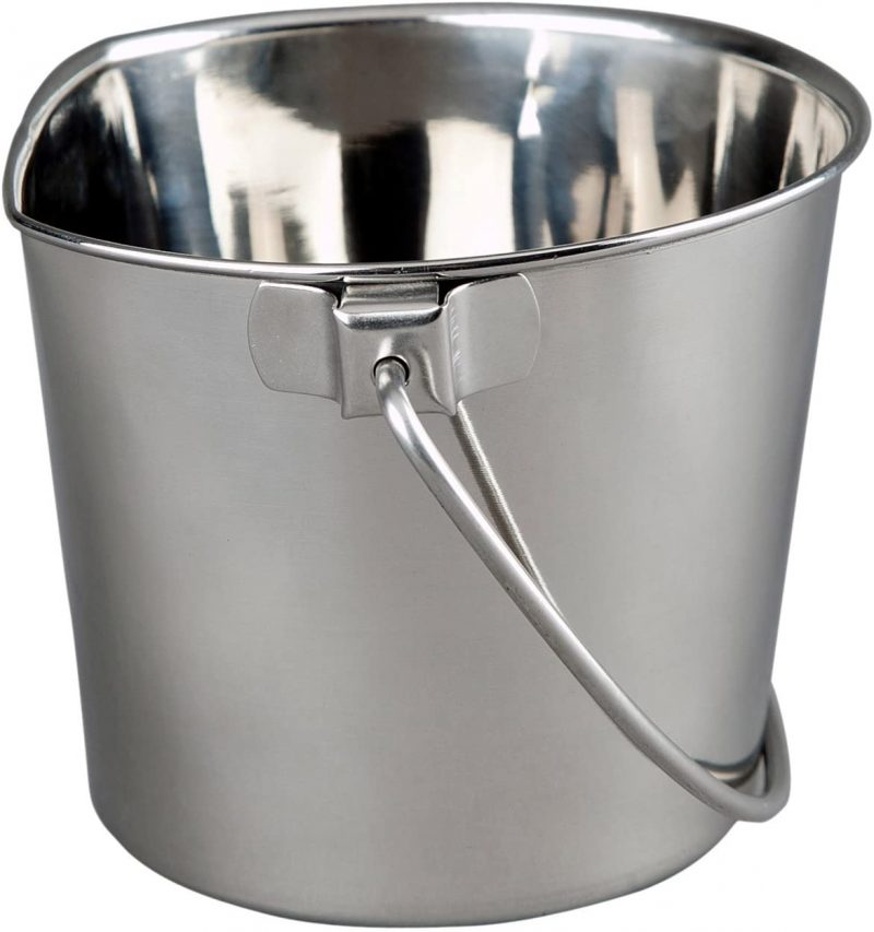 Advance Pet Products Heavy Stainless Steel Flat Side Bucket， 6Qt