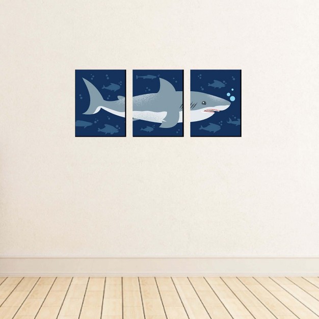 Big Dot Of Happiness Shark Zone Nursery Wall Art Kids Room Decor And Jawsome Shark Home Decoration Gift Ideas 7 5 X 10 Inches Set Of 3 Prints