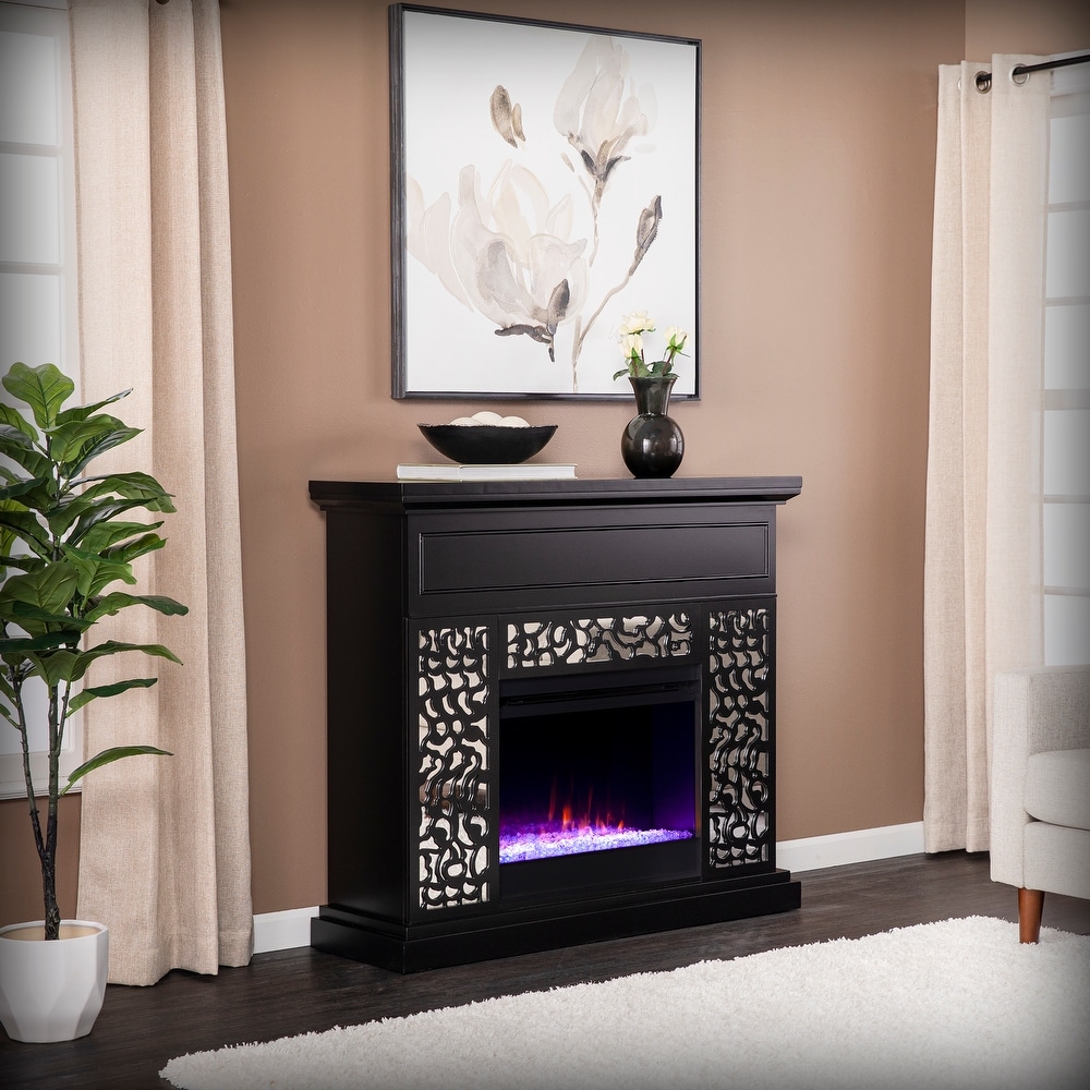 SEI Furniture Westmont Contemporary White Wood Color Changing Fireplace