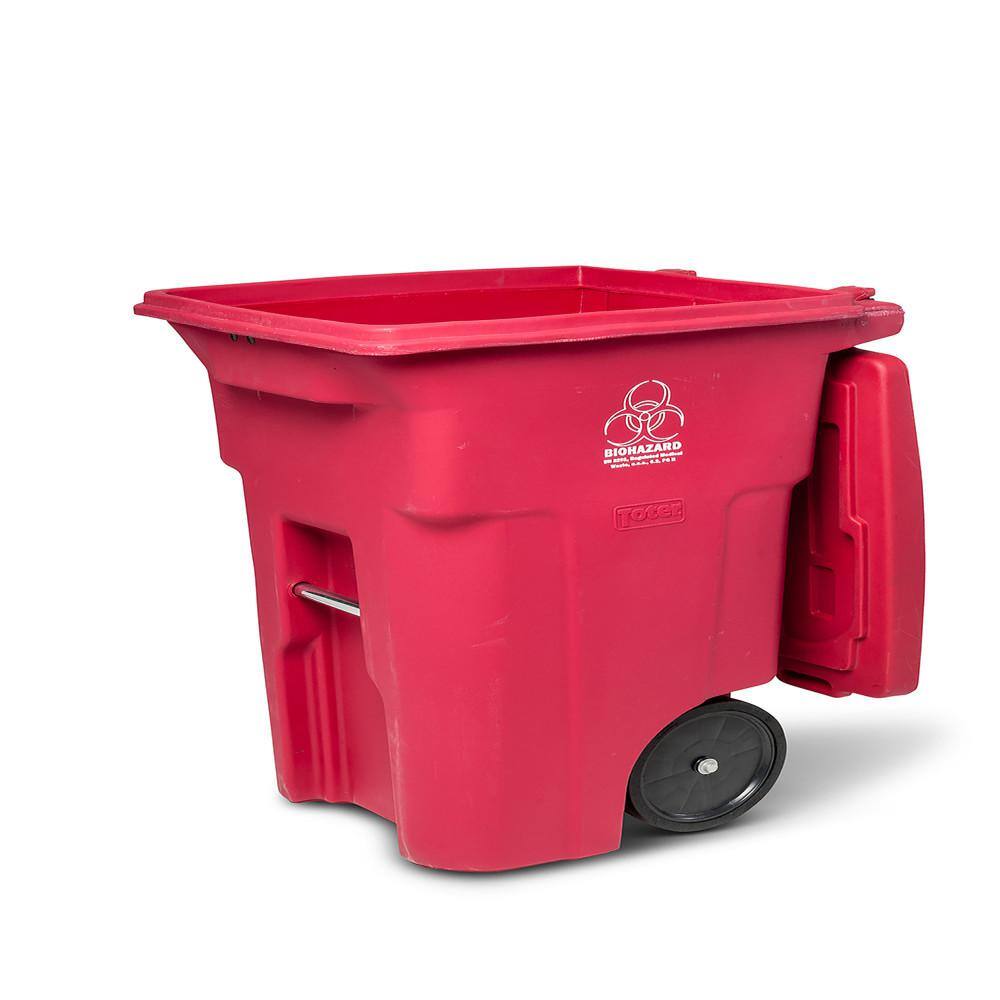 Toter 64 Gal. Red Hazardous Waste Trash Can with Wheels and Lid Lock RMN64-01RED