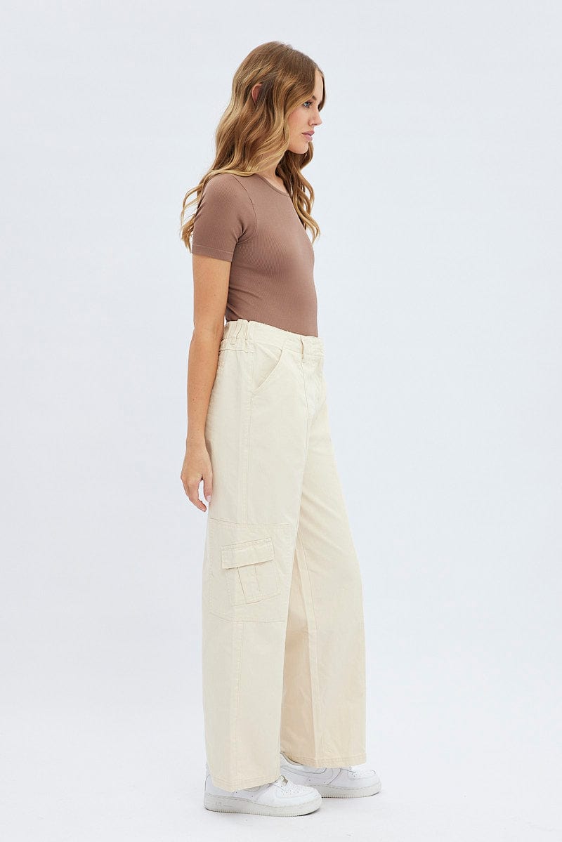 Camel Cargo Pants Low Rise