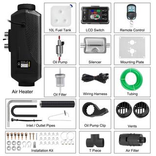 VEVOR 27200 BTU Diesel Air Heater 8KW Muffler Diesel Heater Remote Control with LCD Switch Parking Heater 12-Volt ZCJRQ12V8KWYJKGBKV0