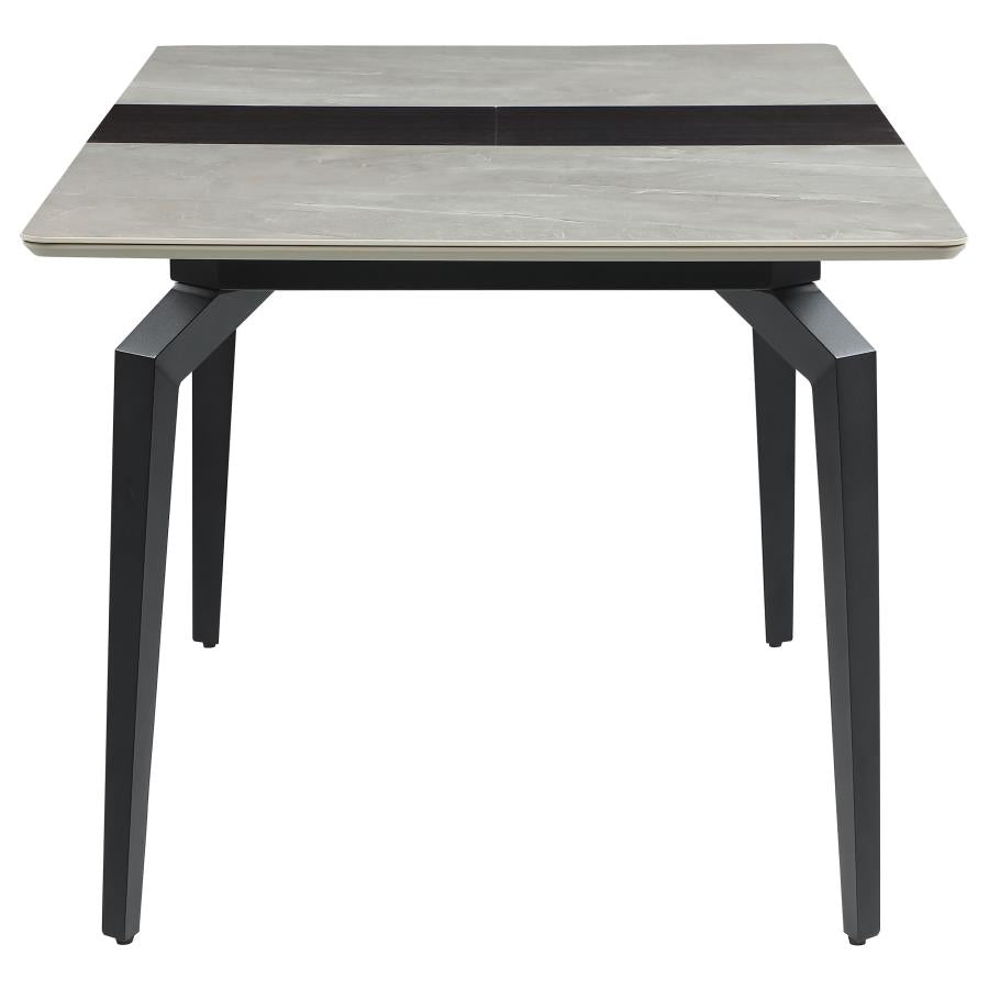 Mina Rectangular Dining Table Grey Ceramic And Sandy Black-193831