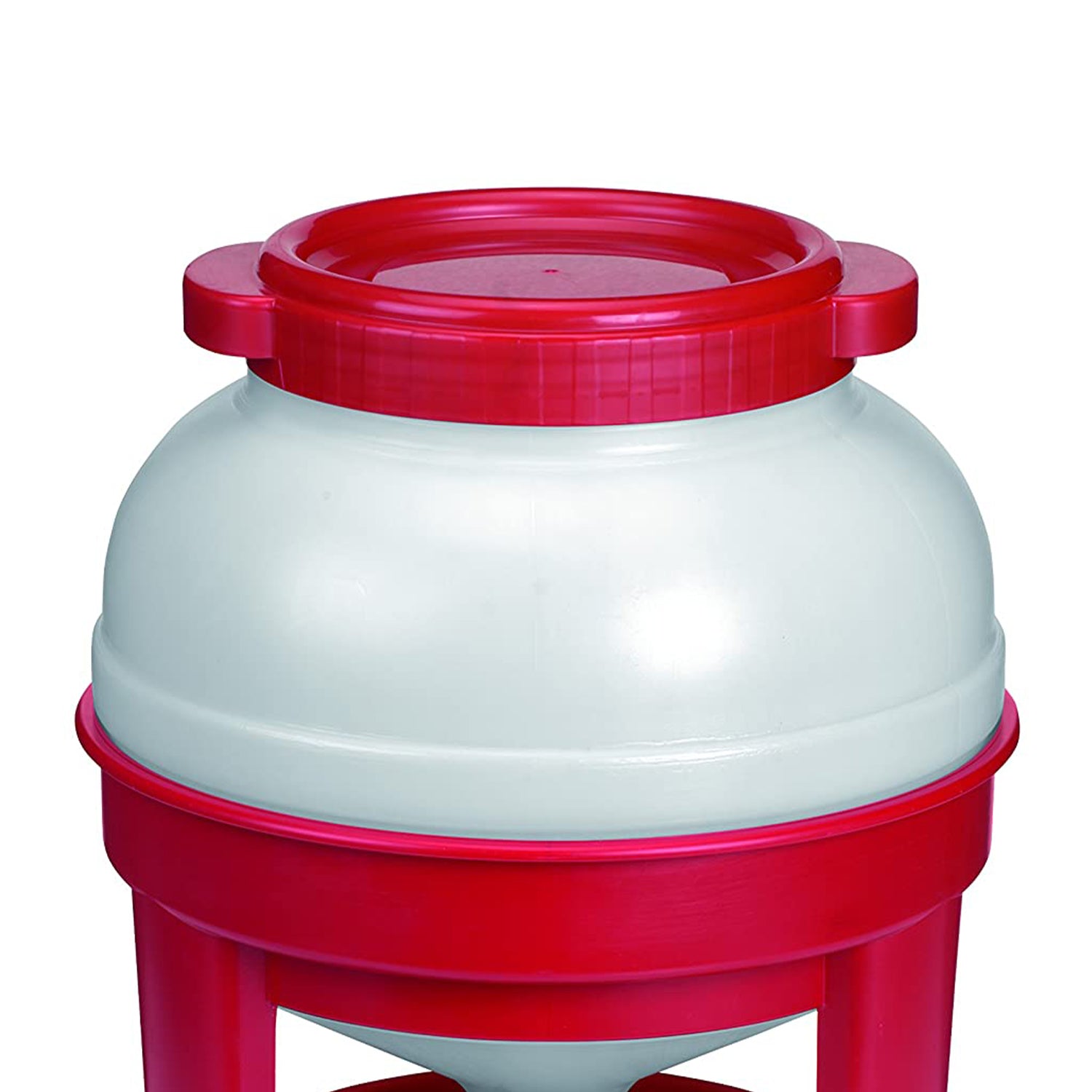 Little Giant 35 Pound Plastic Poultry Chicken Dome Feeder with Lid， Red