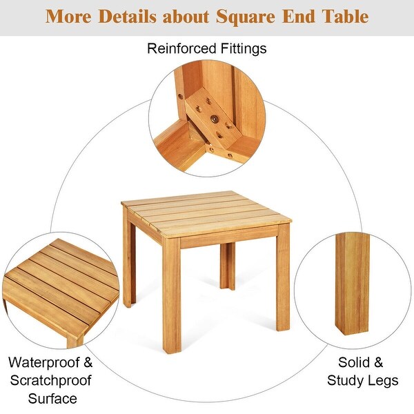 Gymax 2PCS Wooden Square Side End Table Patio Coffee Bistro Table