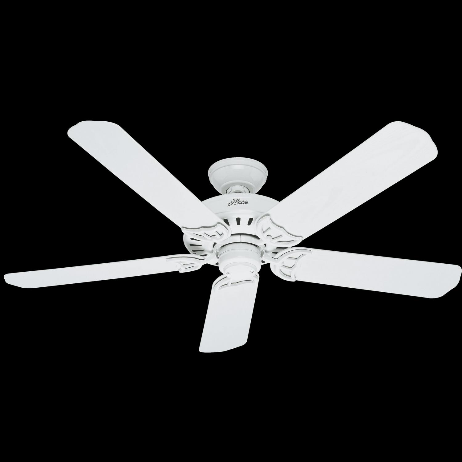 Hunter 52 Bridgeport White Ceiling Fan with Pull Chain， 5  Blade， Reversible Motor