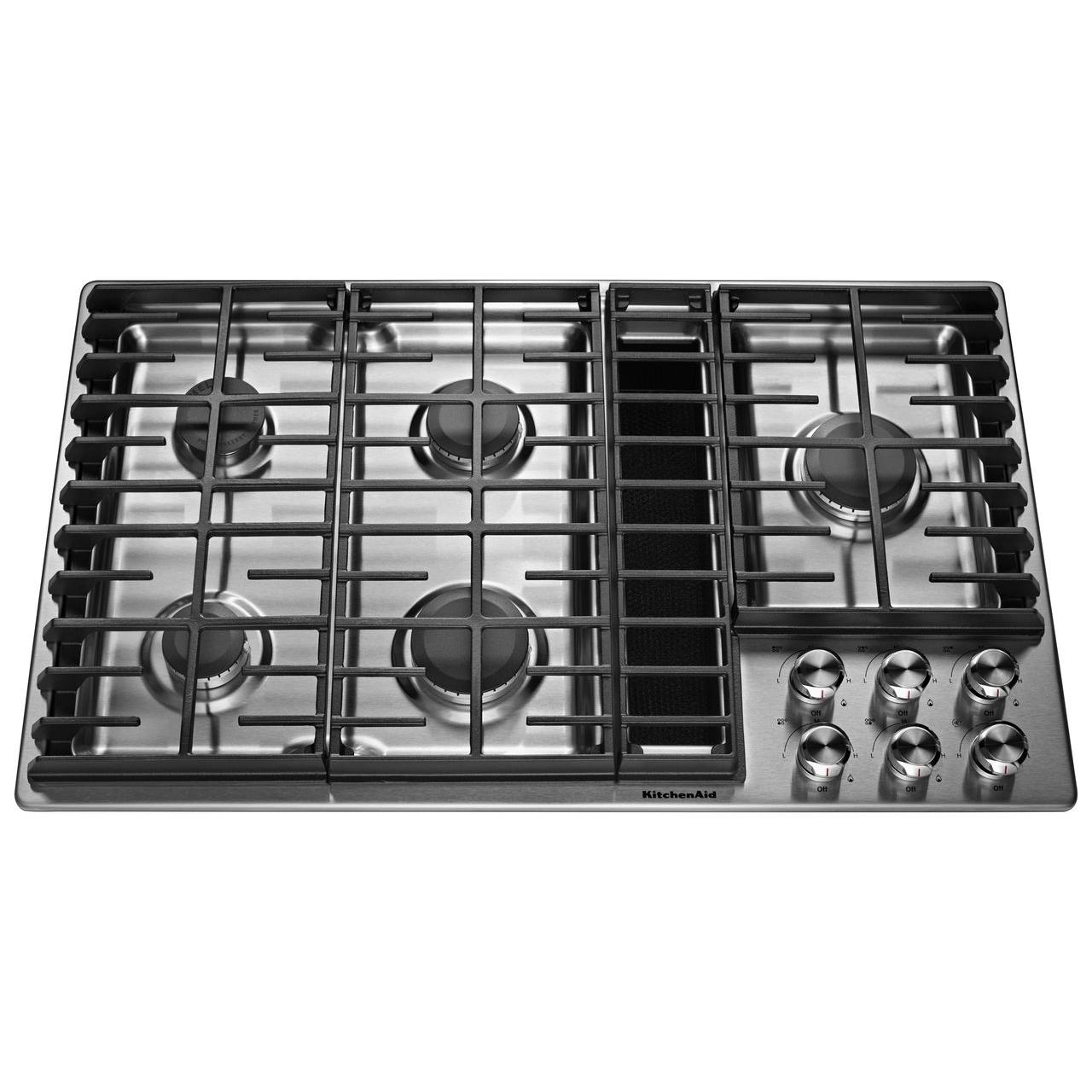 KitchenAid 36-inch Built-in Gas Cooktop with Downdraft KCGD506GSS