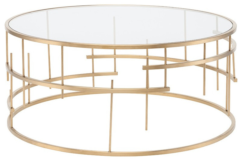 Benito Coffee Table Brushed Gold Base   Contemporary   Coffee Tables   by Peachtree Fine Furniture  Houzz