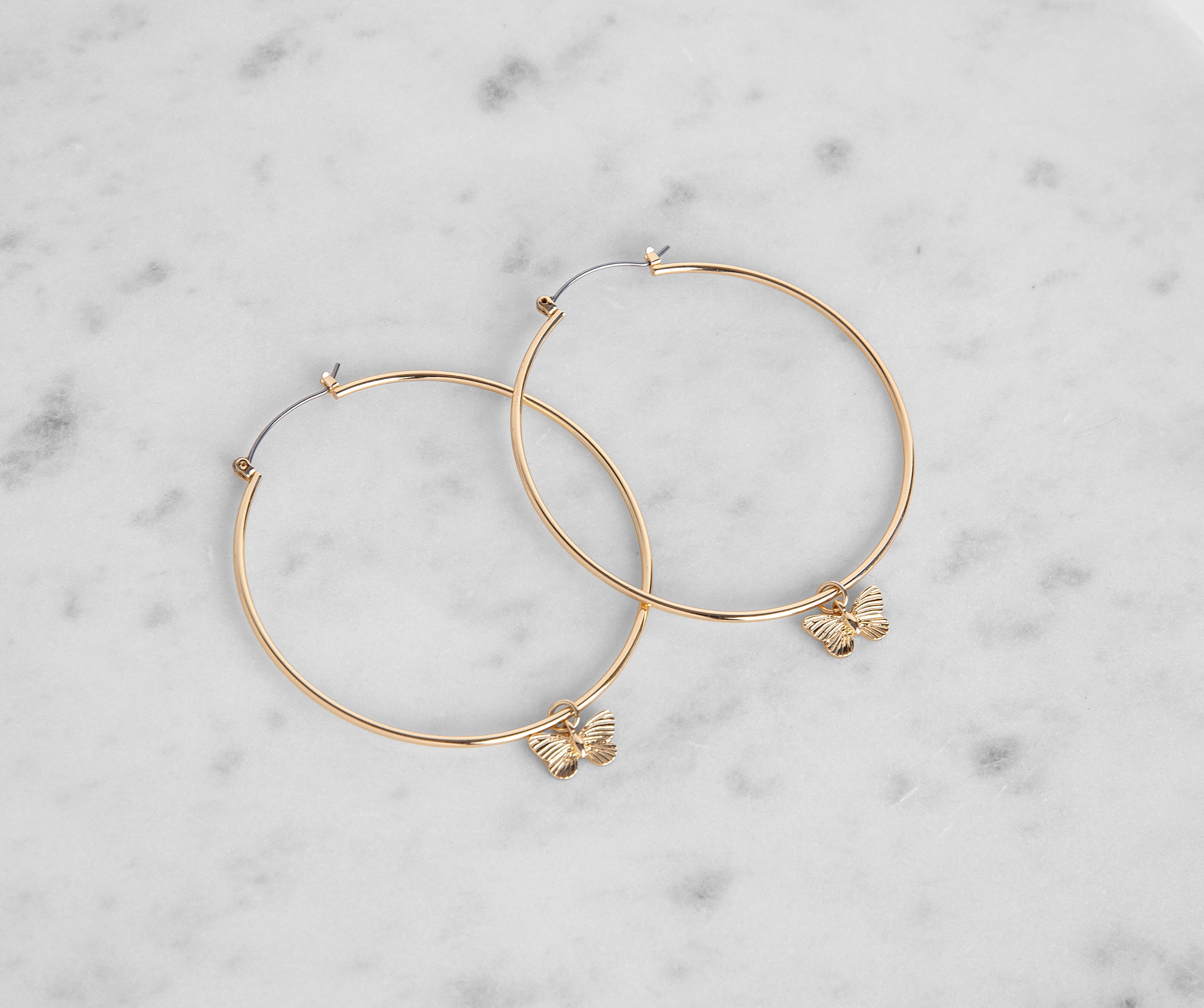 Butterfly Charm Hoop Earrings