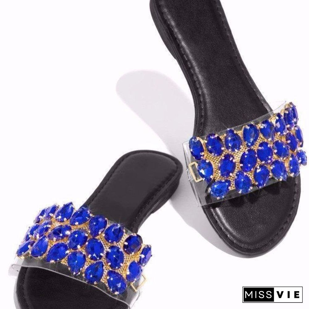 Faux Jewerly Decorated Flat Slipper