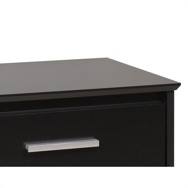 Home Square Tall 3 Drawer Wood Nightstand Set in Black (Set of 2)