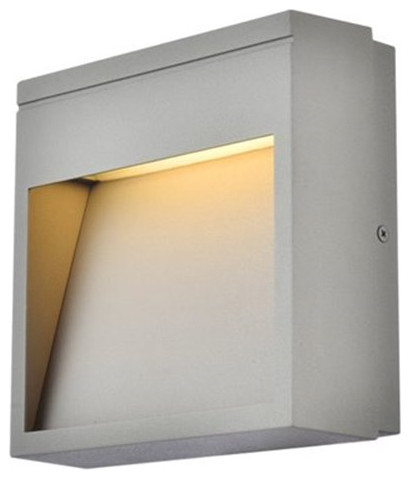 Living District Raine 1 Light 7 quotModern Aluminum LED Wall Sconce in Silver   Modern   Outdoor Wall Lights And Sconces   by Homesquare  Houzz