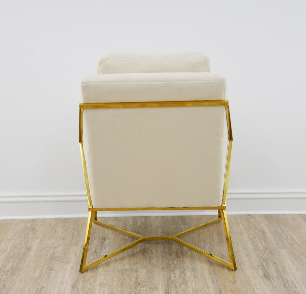 Adara Gold Chair Grey Fabric   Midcentury   Armchairs And Accent Chairs   by Virgil Stanis Design  Houzz