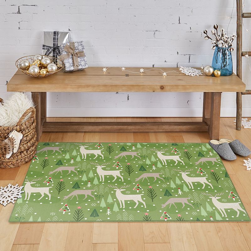 Mohawk® Home Prismatic Reindeer Flurries Green Rug