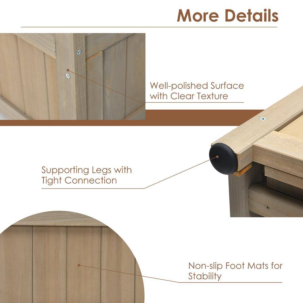 Costway 68 in. Grey Wood Planter Box with Trellis Raised Garden Bed for Climbing Plants GT3638