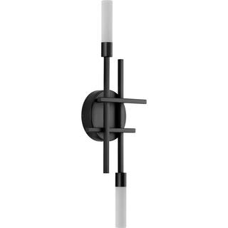 Progress Lighting Quadrant LED Collection 2-Light Matte Black Frosted Glass Modern Wall Light P710103-031-30