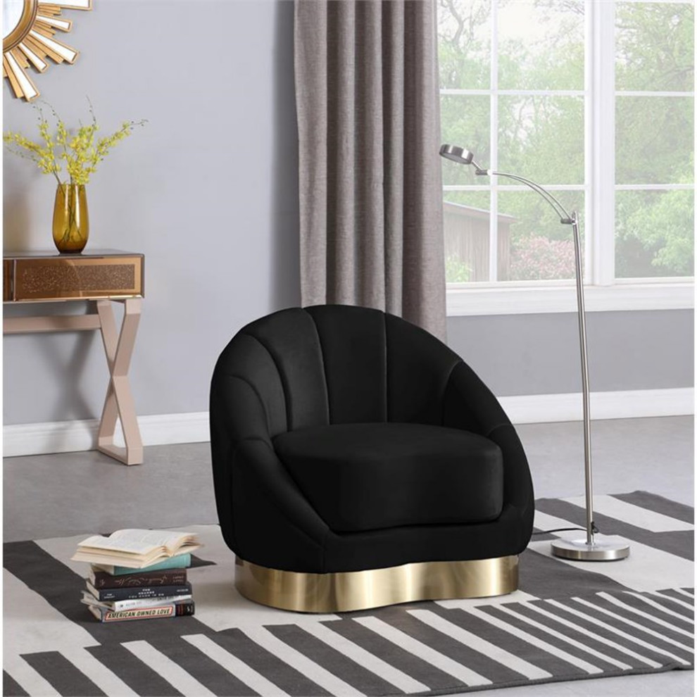 Pemberly Row Modern / Contemporary Black Finish Velvet Chair   Contemporary   Armchairs And Accent Chairs   by Homesquare  Houzz