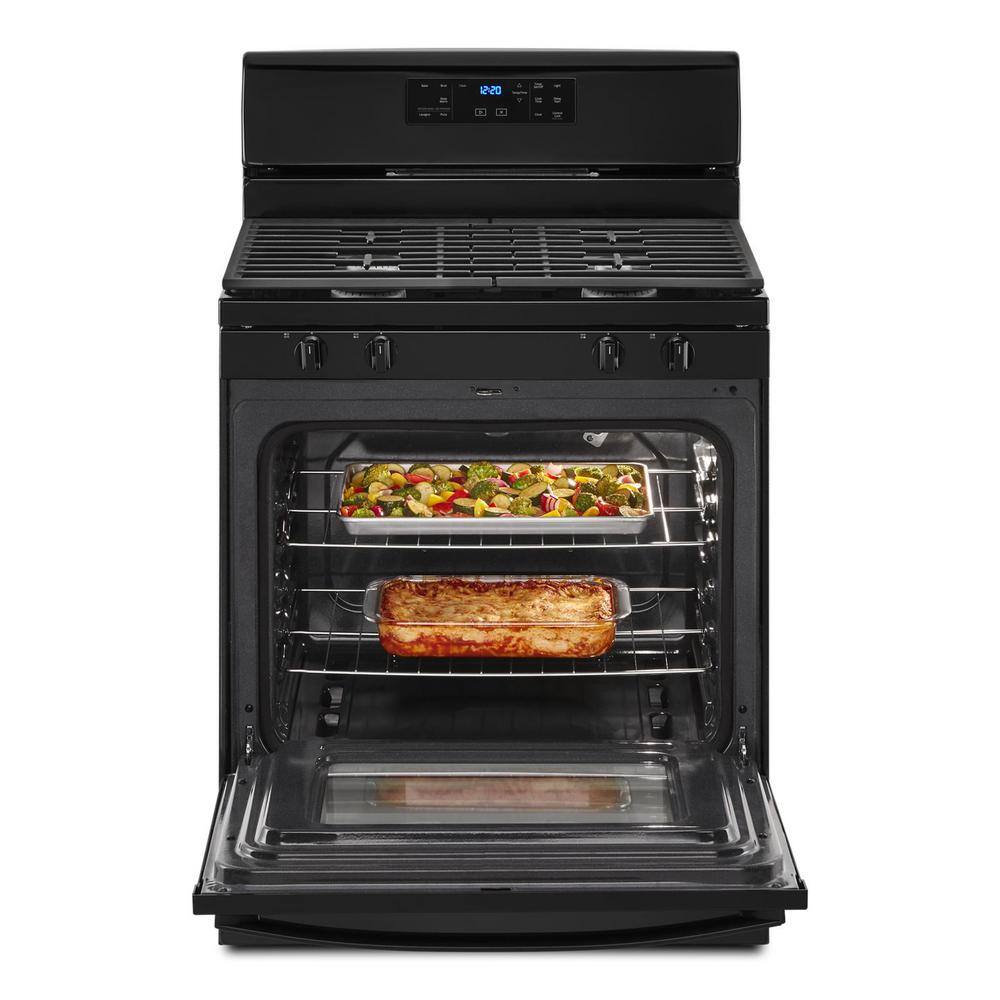 Whirlpool 30 in. 4-Burner Freestanding Gas Range with 2-SpeedHeat Burners in Black WFG515S0MB