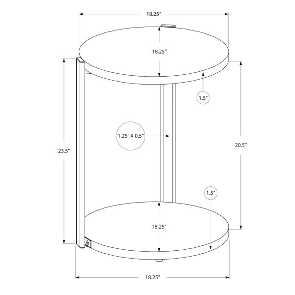 Accent Table， Round， Side， End， Nightstand， Lamp， Living Room， Bedroom， Glossy White Laminate， Chrome Metal， Contemporary， Modern