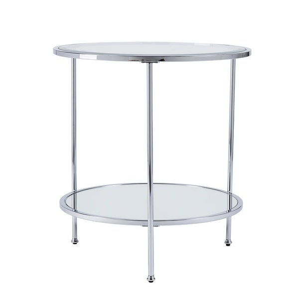 SEI Furniture Rainier Round Metal and Glass Side Table