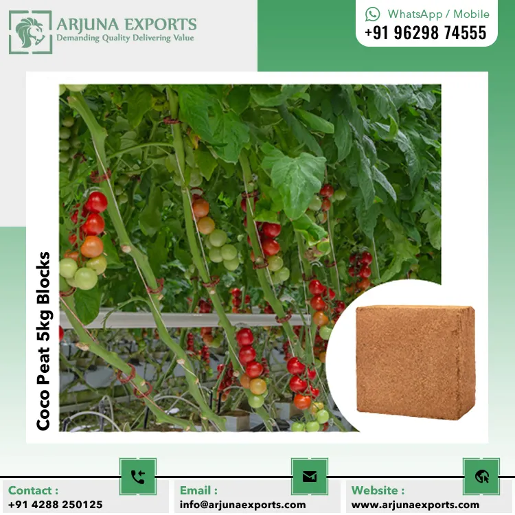 Trusted Exporter And Supplier Of 100% Natural Coco Peat Coconut Coir Pith 5kg Brick For Strawberry Planting