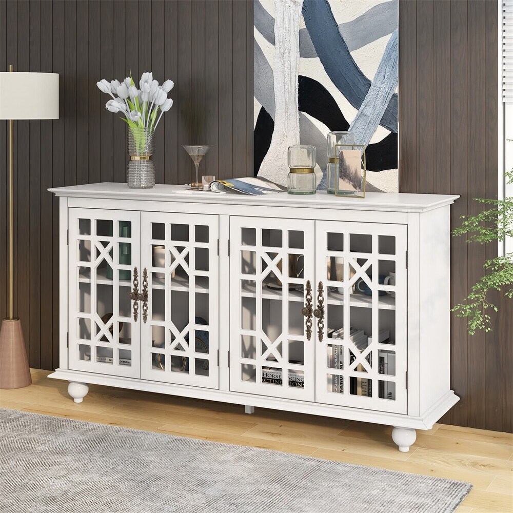 Merax 4 Acrylic Doors Sideboard with Adjustable Height Shelves