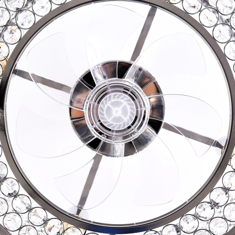 18'' Modern Silver Crystal Caged Invisible Ceiling Fan with Remote