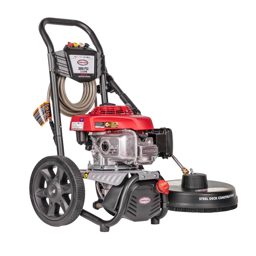 MegaShot 3000 PSI at 2.4 GPM HONDA GCV160 with OEM Technologies Axial Cam Pump Cold Water Premium Residential Gas Pressure Washer with 15 in. Surface Scrubber ;