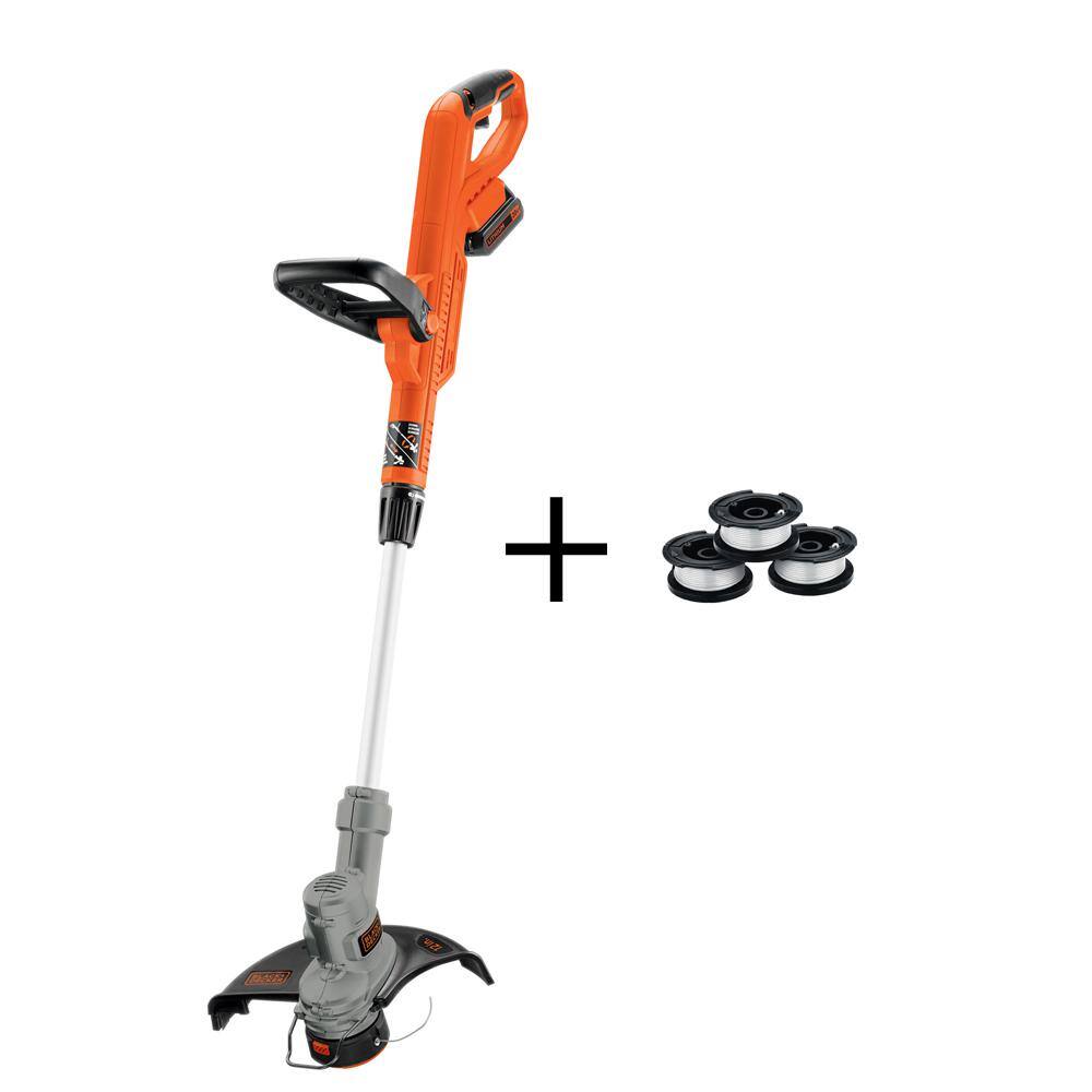 BLACK+DECKER 20V MAX Cordless Battery Powered 2-in-1 String Trimmer  Lawn Edger with 3-Pack of Trimmer Line LST3003ZP